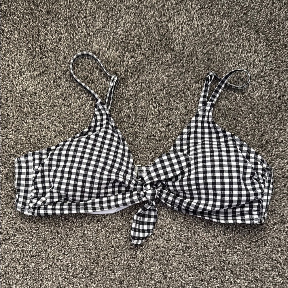 Black and White Gingham Bikini Top